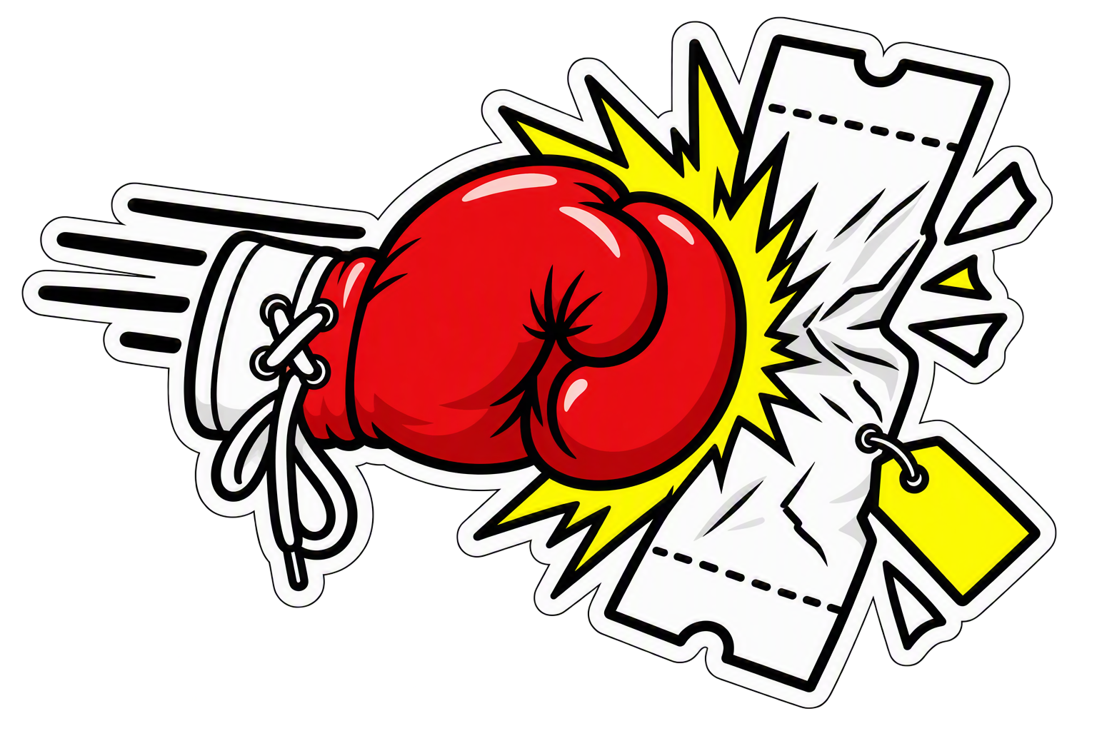 Guante de boxeo rompiendo una multa de tráfico